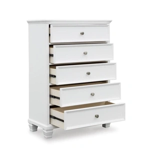 Ashley Furniture SM Fortman Wood Chest w/5 Drawers, White