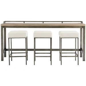 Universal Furniture Mitchell Wood/Metal Console Table w/3 Stools, Greystone