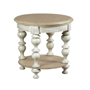 American Drew Litchfield Blakeney Round Wood End Table, Sunwashed