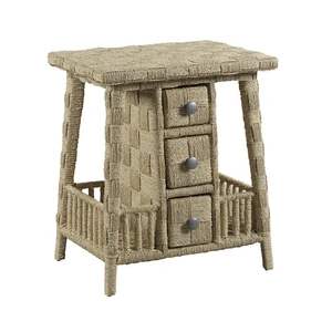 American Drew Litchfield Carolina Square Cane Accent Table w/3 Drawers, Sunwashed