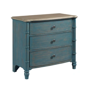 American Drew Litchfield Sundown Wood Accent Chest w/3 Drawers, Blue