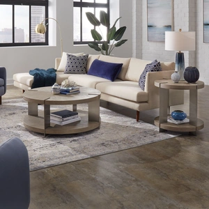 Liberty Furniture Harlow Round Cocktail Table Set – MDF & Metal, Sandstone/Satin Nickel
