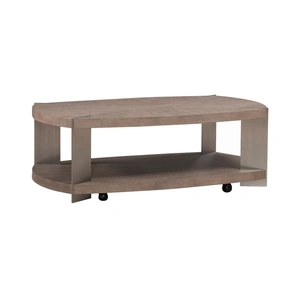 Liberty Furniture Harlow Oval MDF/Metal Cocktail Table w/Casters, Sandstone/Satin Nickel
