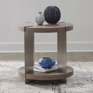 Liberty Furniture Harlow Oval MDF & Metal Cocktail Table Set – Modern, Sandstone/Satin Nickel