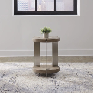 Liberty Furniture Harlow Round MDF/Metal Chairside Table, Sandstone/Satin Nickel