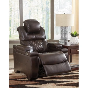 Ashley Furniture Warnerton Chocolate Leatherette Power Recliner with Headrest