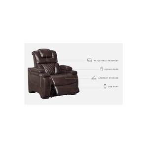 Ashley Furniture Warnerton Chocolate Leatherette Power Recliner with Headrest