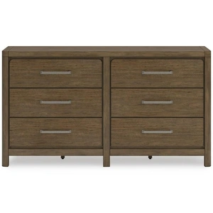 Ashley Furniture SM Cabalynn Wood 6-Drawer Double Dresser in Light Brown