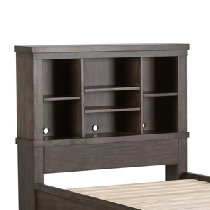 Liberty Furniture Thornwood Hills Bookcase Storage Bed | Rustic Wood Platform, Rock Beaten Brown/Saw Cuts