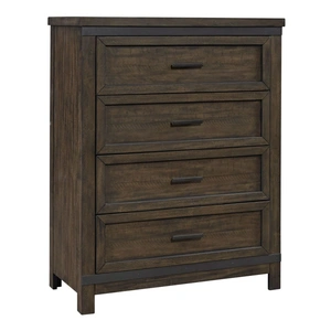 Liberty Furniture Thornwood Hills Wood 4-Drawer Chest, Rock Beaten Brown/Saw Cuts