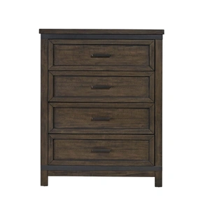 Liberty Furniture Thornwood Hills Wood 4-Drawer Chest, Rock Beaten Brown/Saw Cuts