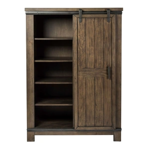 Liberty Furniture Thornwood Hills Wood Sliding-Door 5-Drawer Chest, Rock Beaten Brown/Saw Cuts