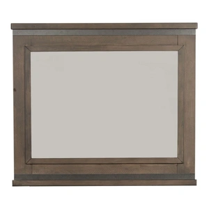 Liberty Furniture Thornwood Hills 46-inch Rectangular Wood Mirror, Rock Beaten Brown/Saw Cuts