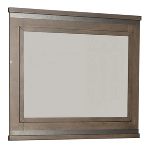 Liberty Furniture Thornwood Hills 46-inch Rectangular Wood Mirror, Rock Beaten Brown/Saw Cuts