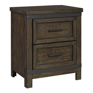 Liberty Furniture Thornwood Hills Wood 2-Drawer Night Stand, Rock Beaten Brown/Saw Cuts