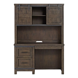 Liberty Furniture Thornwood Hills Rectangular Wood 2-Drawer Student Desk, Rock Beaten Brown/Saw Cuts