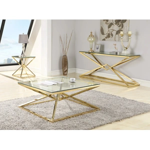 Chintaly Imports 7616 20-inch Square Glass Lamp Table w/Double Pyramid Base, Clear
