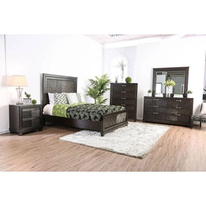 Furniture of America Argyros Wood Storage Panel Bedroom Set w/USB, Espresso