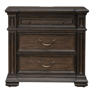 Liberty Furniture Provence Park Wood 3-Drawer Nightstand w/Charging Station, Chateau Brown