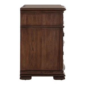 Liberty Furniture Provence Park Wood 3-Drawer Bedside Chest w/Charging Station, Chateau Brown