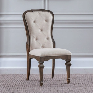 Liberty Furniture Provence Park Chenille/Wood Side Chair, Chateau Brown (Set of 2)