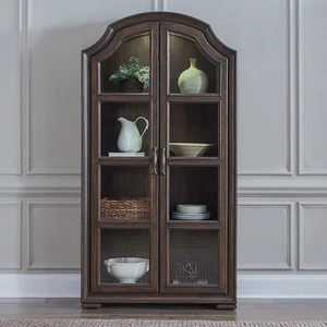 Liberty Furniture Provence Park Wood 2-Door Bunching Display Cabinet w/LED Lighting, Chateau Brown