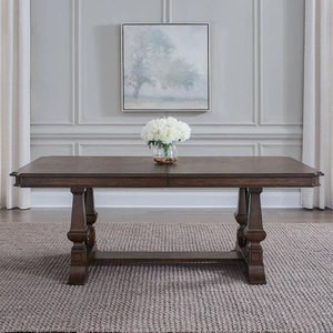 Liberty Furniture Provence Park Rectangular Wood Extendable Trestle Dining Table, Chateau Brown
