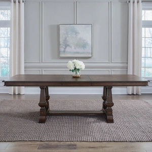 Liberty Furniture Provence Park Rectangular Wood Extendable Trestle Dining Table, Chateau Brown