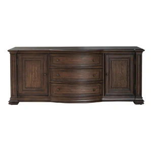 Liberty Furniture Provence Park 78-inch Wood 3-Drawer 2-Door TV Console, Chateau Brown