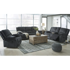 Ashley Furniture Draycoll Polyester Power Reclining Living Room Set, Slate