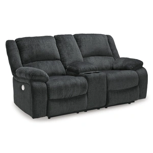Ashley Furniture Draycoll Polyester Power Reclining Loveseat w/Console, Slate