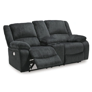 Ashley Furniture Draycoll Polyester Power Reclining Loveseat w/Console, Slate