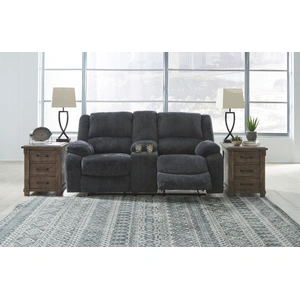 Ashley Furniture Draycoll Polyester Power Reclining Loveseat w/Console, Slate
