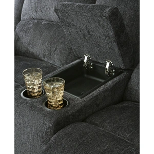 Ashley Furniture Draycoll Polyester Power Reclining Loveseat w/Console, Slate