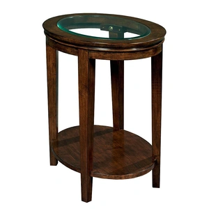 Kincaid Elise Oval Glass/Wood End Table, Amaretto