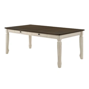 ACME Fedele Wood Storage Dining Table w/2 Drawers, Weathered Oak/Cream
