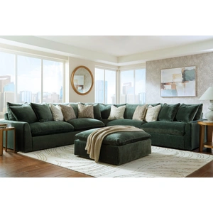 Ashley Furniture Carriage View Fabric L-Shaped 3-Piece Sectional Sofa, Jade