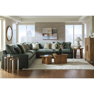 Ashley Furniture Carriage View Fabric L-Shaped 3-Piece Sectional Sofa, Jade