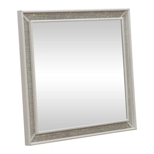 Liberty Furniture Reflections Rectangular Wood Lighted Mirror, Pearl White/Rhinestone