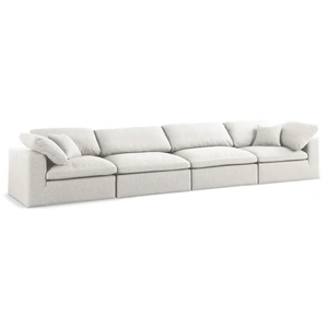 Meridian Furniture Serene 158-inch Linen Fabric Deluxe Comfort Modular Sofa