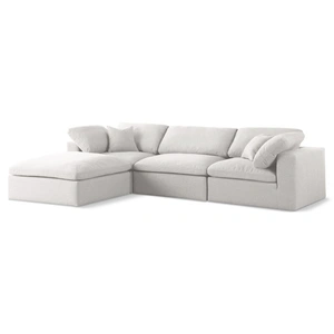 Meridian Furniture Serene 119-inch 4-Piece Linen Fabric Deluxe Comfort Modular Corner Sectional