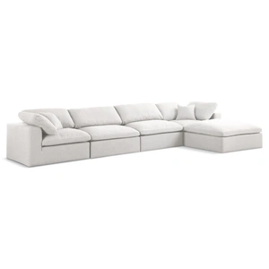 Meridian Furniture Serene 158-inch 5-Piece Linen Fabric Deluxe Comfort Modular Sectional