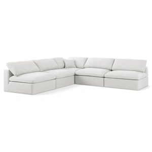 Meridian Furniture Serene 118-inch 5-Piece Linen Fabric Deluxe Comfort Modular Armless Sectional