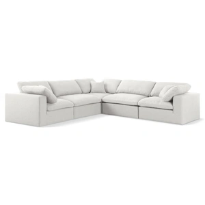 Meridian Furniture Serene 118-inch 5-Piece Linen Fabric Deluxe Comfort Modular Sectional
