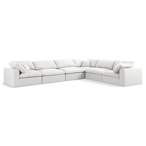 Meridian Furniture Serene 158-inch 6-Piece Linen Fabric Deluxe Comfort Modular Corner Sectional