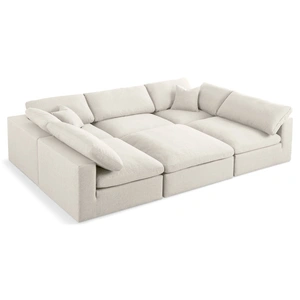 Meridian Furniture Serene 119-inch 6-Piece Linen Fabric Deluxe Comfort Modular Sectional