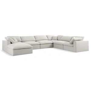Meridian Furniture Serene 158-inch 7-Piece Linen Fabric Deluxe Comfort Modular Sectional