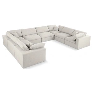 Meridian Furniture Serene 158-inch 8-Piece Linen Fabric Deluxe Comfort Modular Sectional