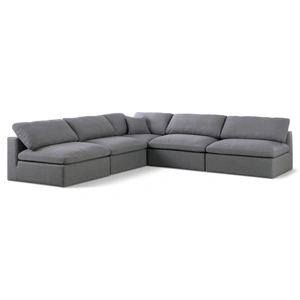 Meridian Furniture Serene 118-inch 5-Piece Linen Fabric Deluxe Comfort Modular Armless Sectional