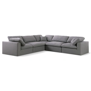 Meridian Furniture Serene 118-inch 5-Piece Linen Fabric Deluxe Comfort Modular Sectional